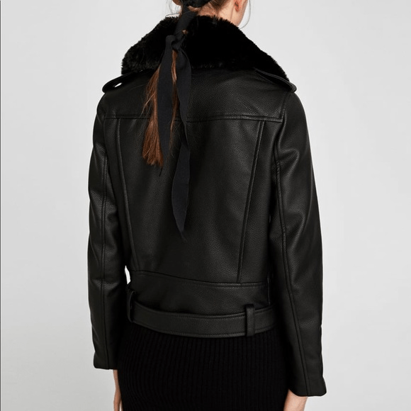 Womens Zara Leather Jacket With Fur Collar A2 Jackets