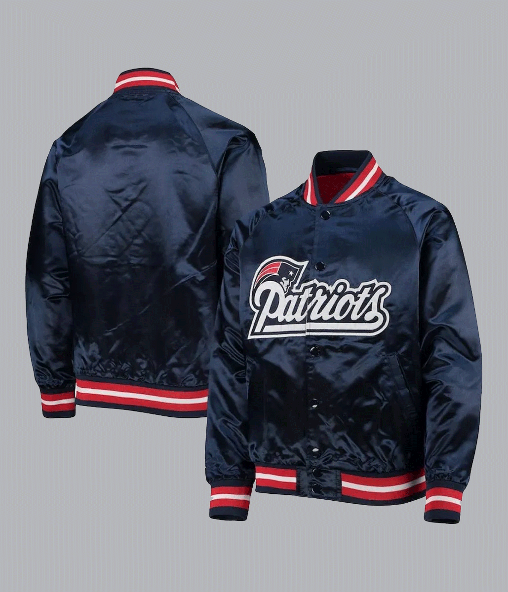 New England Patriots Raglan Satin Jacket A2 Jackets