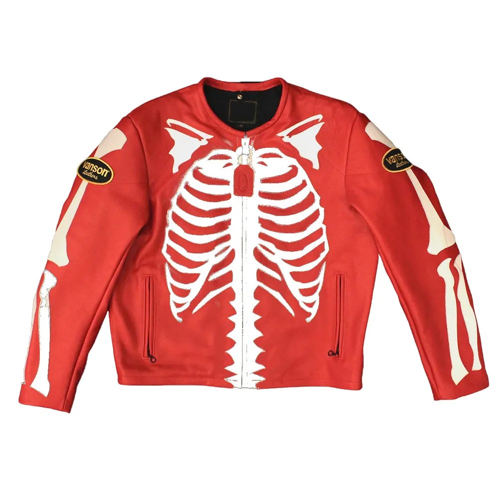 Vanson Skeleton Red Leather Jacket A2 Jackets