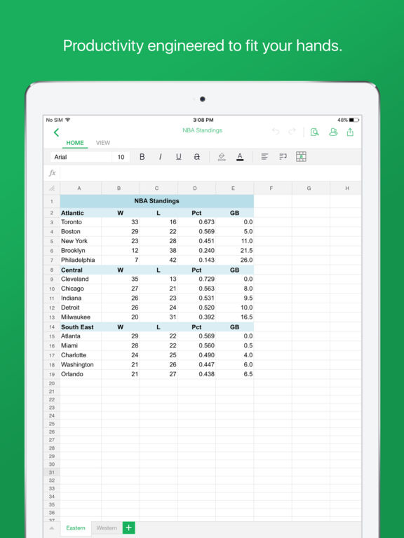 Zoho Sheet Mobile Spreadsheet Application screenshot