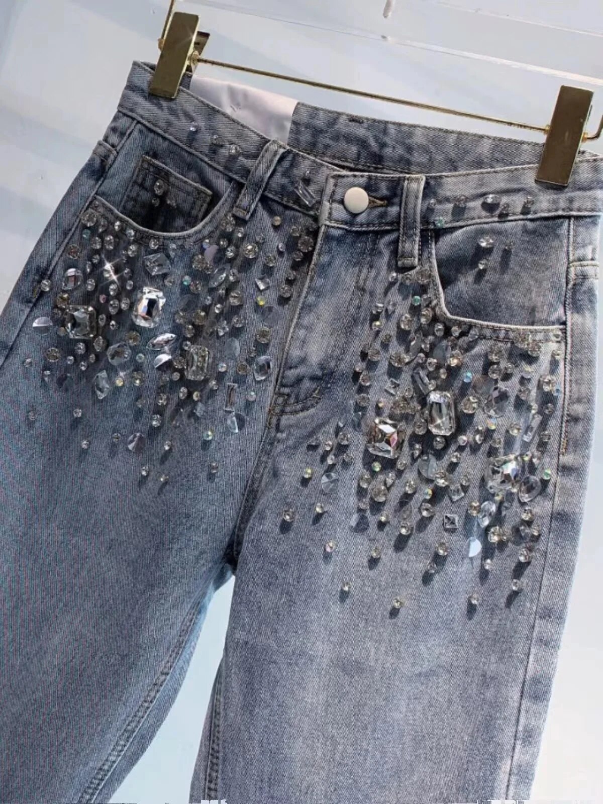 Glam up your style with rhinestone jeans