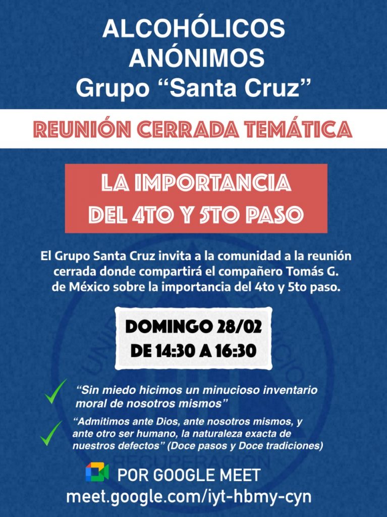 Â«La importancia del cuarto y quinto pasoÂ» AlcohÃ³licos AnÃ³nimos de