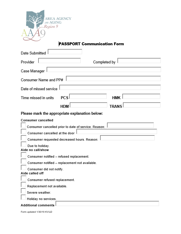 Passport Provider Area Agency on Aging