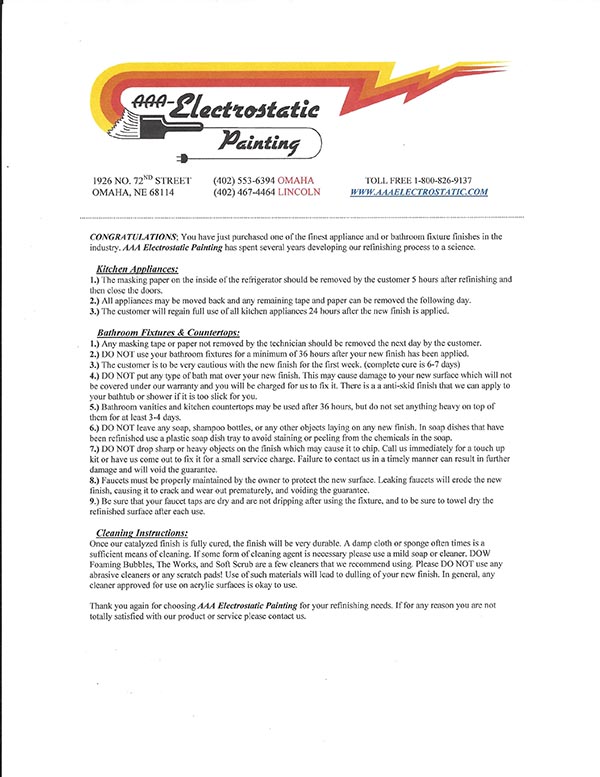Our Flyers Des Moines Electrostatic Painting, Bathtub Refinishing and