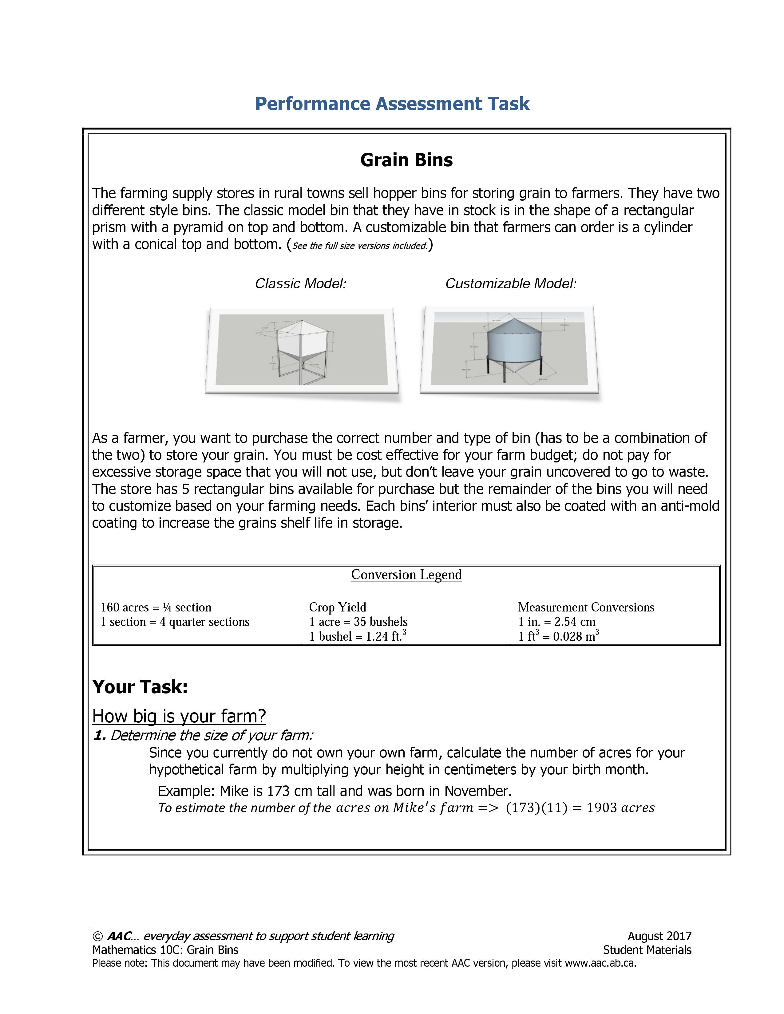 Grain Bins (10C) Alberta Assessment Consortium