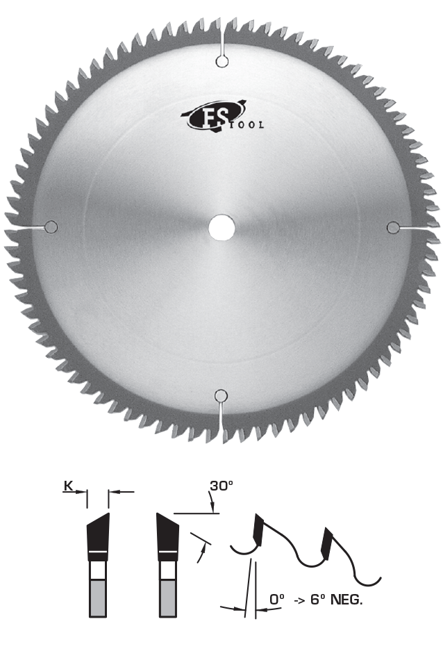 FS TOOL LM625130 Chipfree Melamine Trim Saw Blade (ATB) 250 MM X 80T