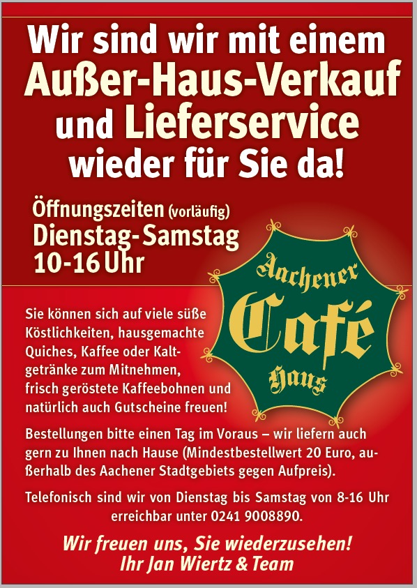 Speisekarte Aachener Café Haus