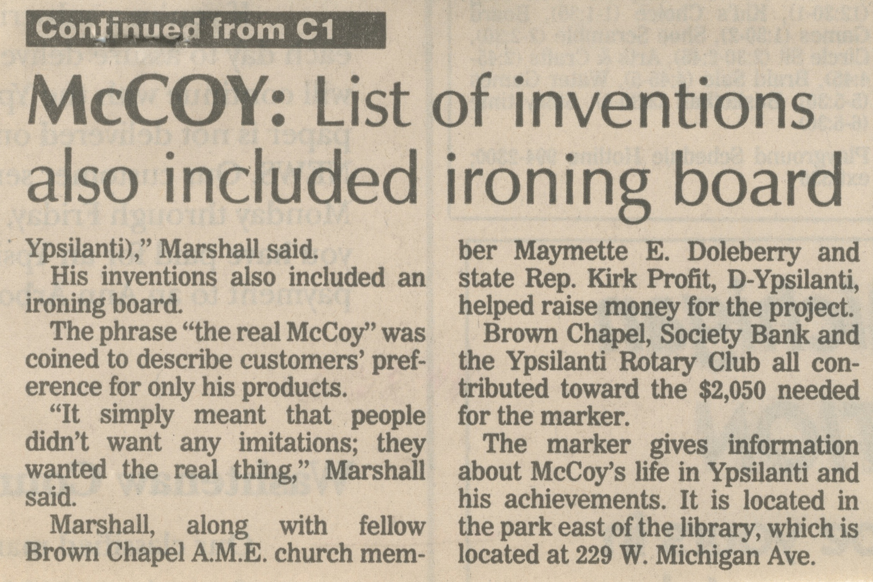 Inventor Honored Elijah McCoy's Name Signifies High Quality Ann