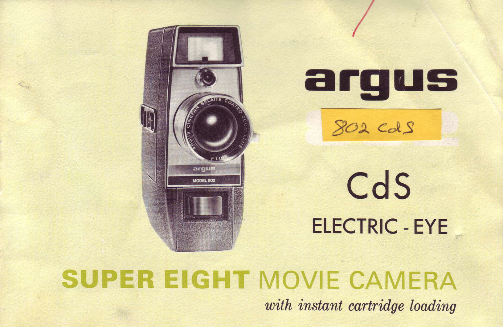 Argus 802 CdS ElectricEye Super Eight Movie Camera Instruction Manual