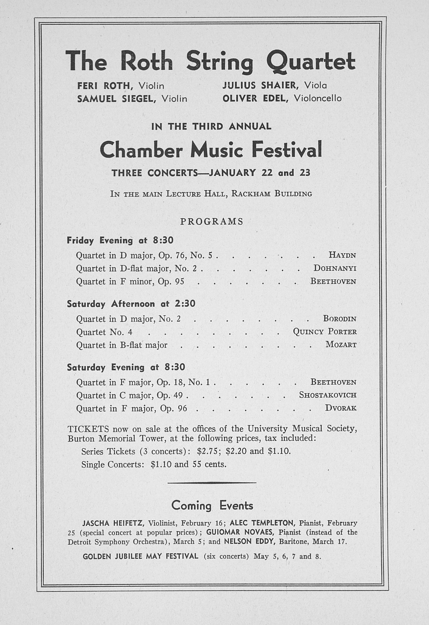 UMS Concert Program, January 18, 1943 Sixtyfourth Annual Choral Union