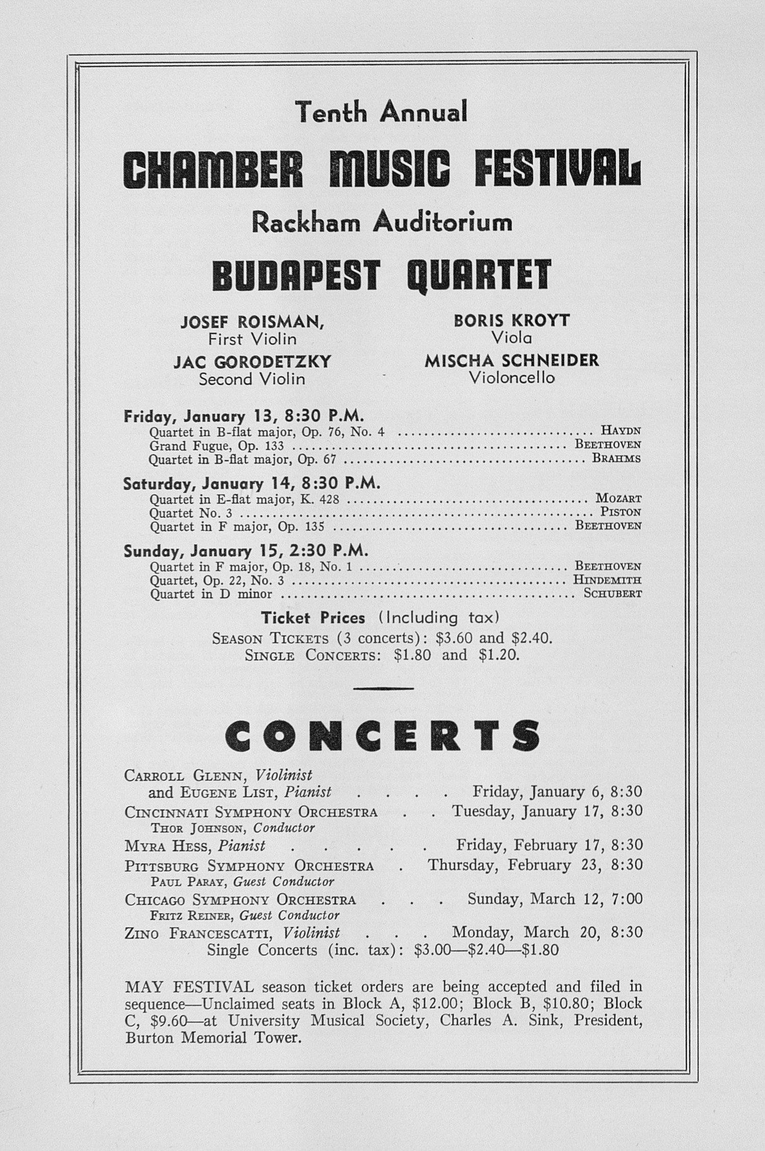 UMS Concert Program, December 12, 1949 Seventyfirst Annual Choral