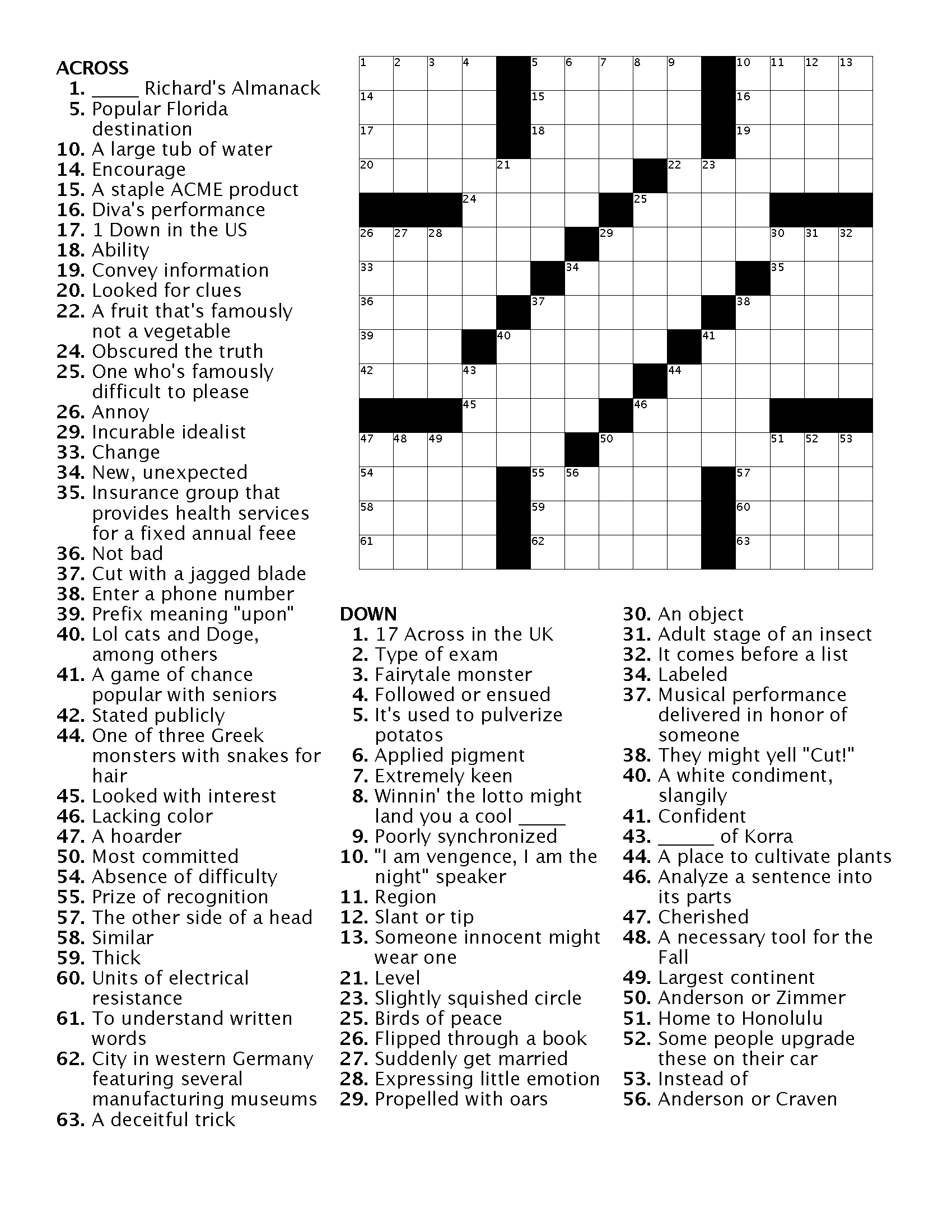 Crossword 11 Ann Arbor District Library