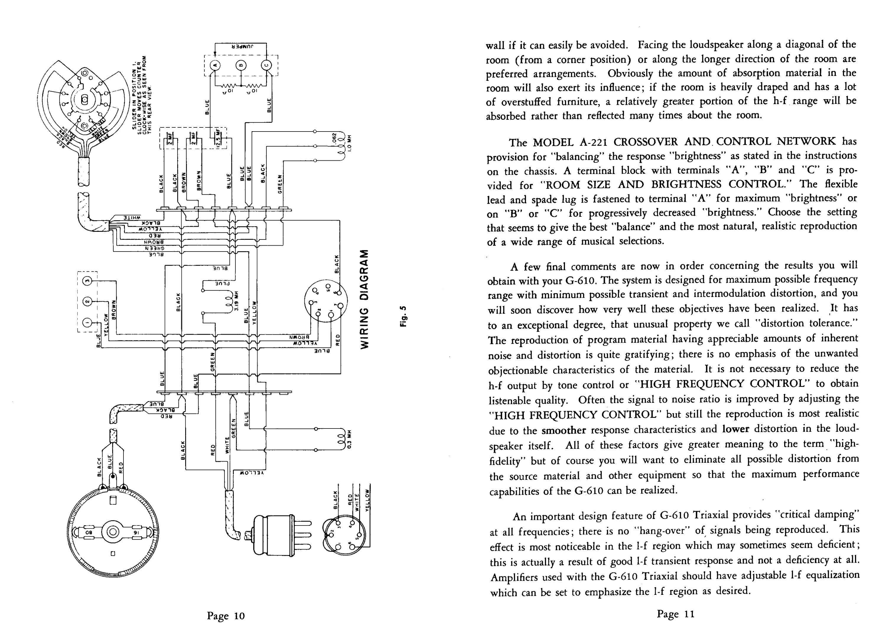 Jensen Instruction Book No. 133 - G-610 Triaxial, A-221 crossover