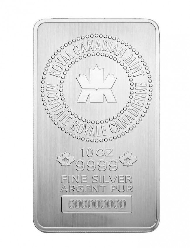 10 OZ ROYAL CANADIAN MINT SILVER BAR AA Gold Traders
