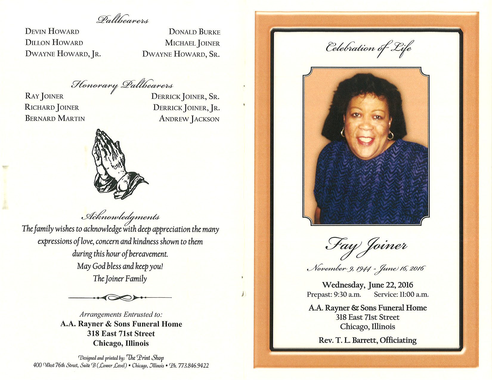 Fay Joiner Obituary AA Rayner and Sons Funeral Home