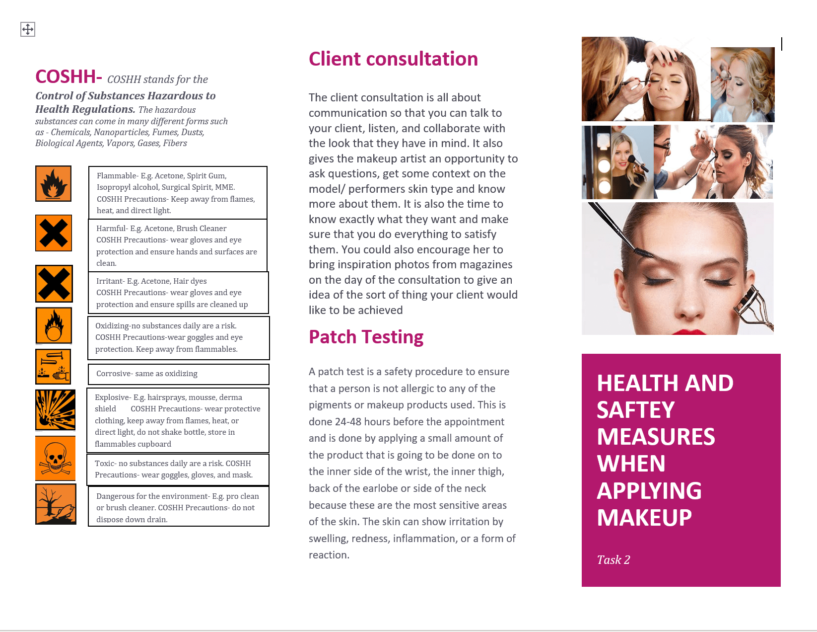 Task 2 Health and Safety leaflet Asha's Sketchbook