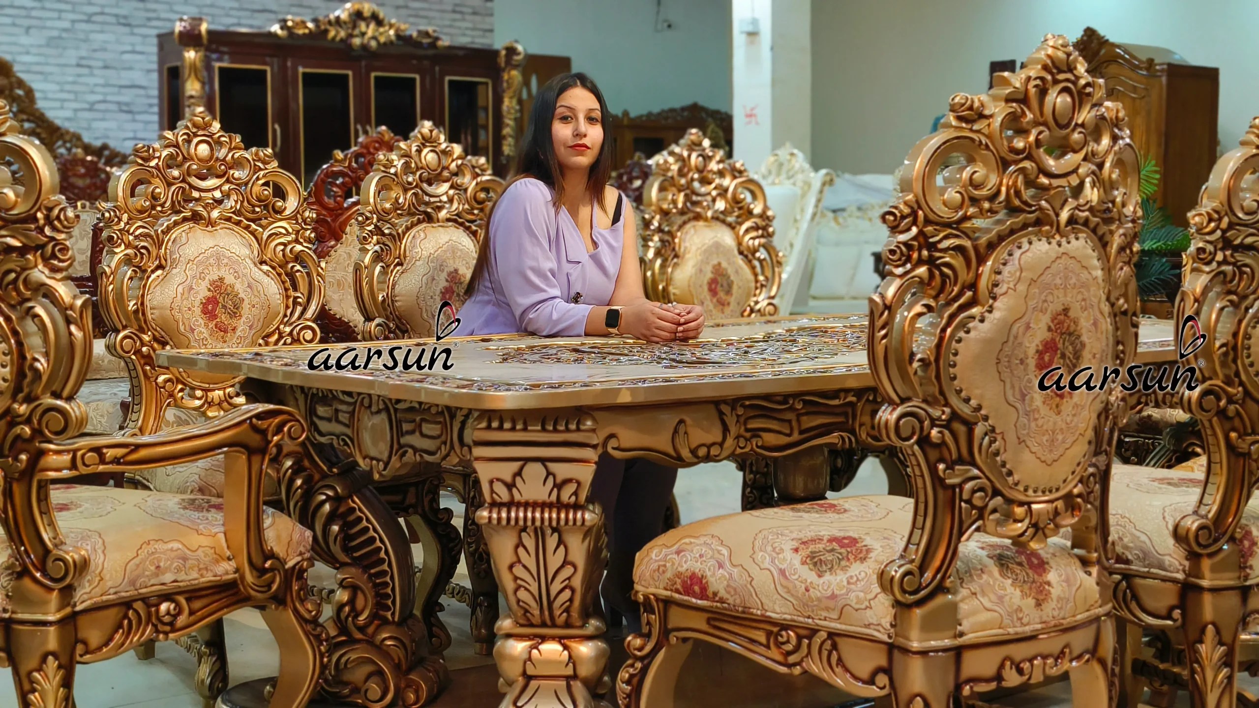 8 Seater Dining Table And Chair Set In Teak Wood
