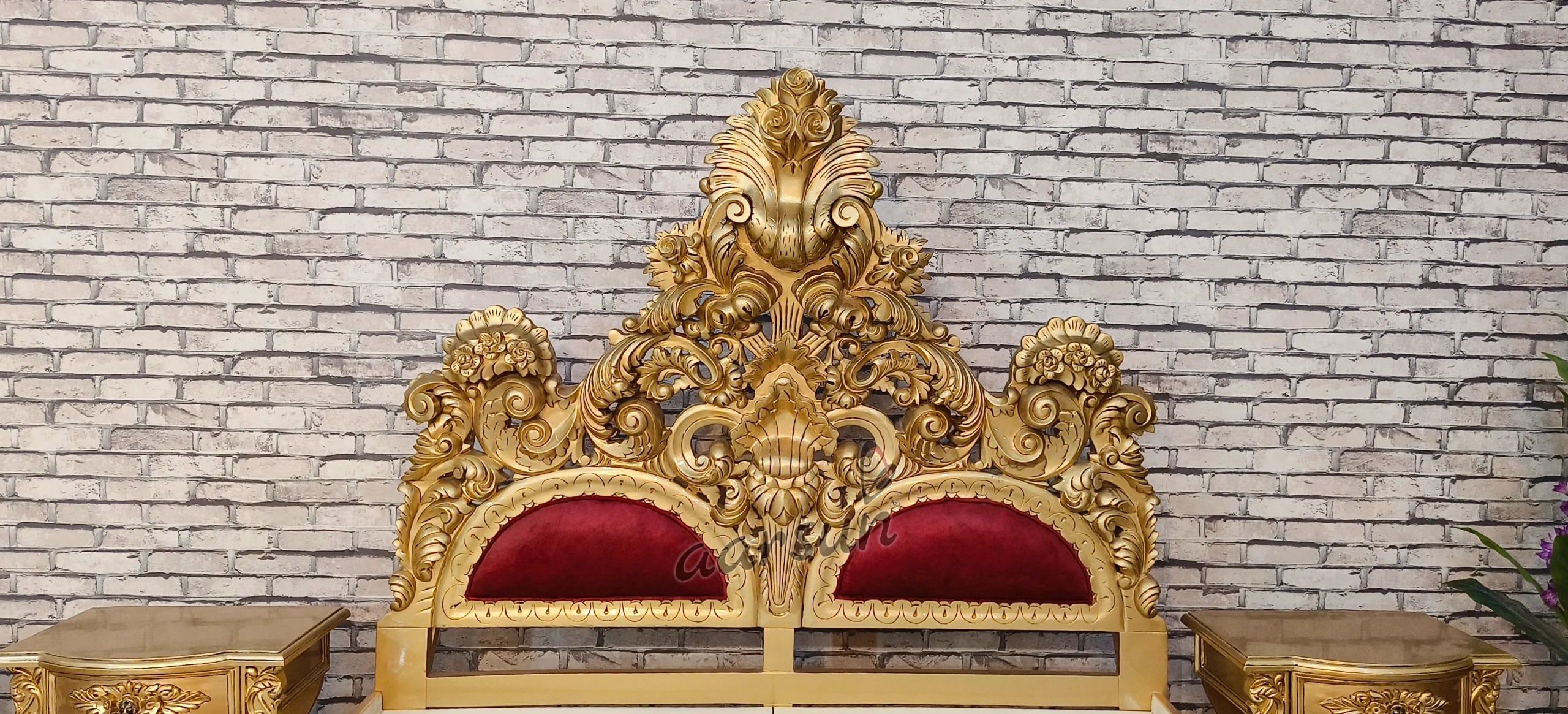 Buy King Size Bed in Gold Finish Online