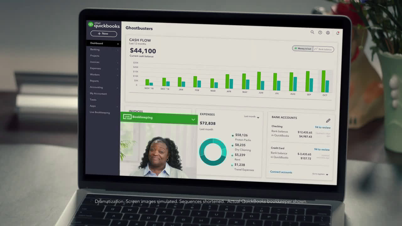 QuickBooks Live Bookkeeper. Ad Commercial on TV