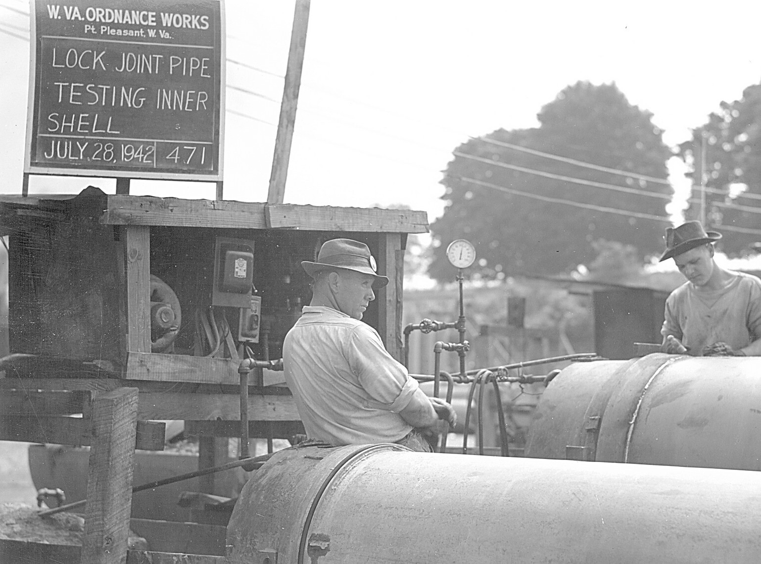 Lock Joint Pipe; Testing Inner Shell 1942 Abandoned