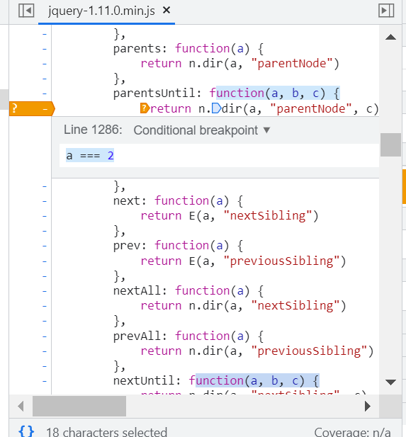 How to insert a conditional breakpoint in JavaScript code in Chrome Browser ABAYTHON