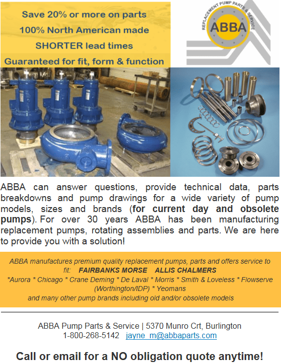 ABBA provides parts for old and obsolete pumps too! Abba Pump Parts