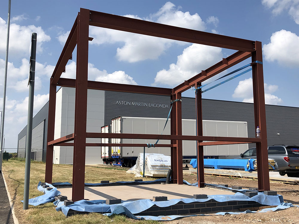 Steel Frame Construction of Gatehouse for Aston Martin Abbey and Lyndon