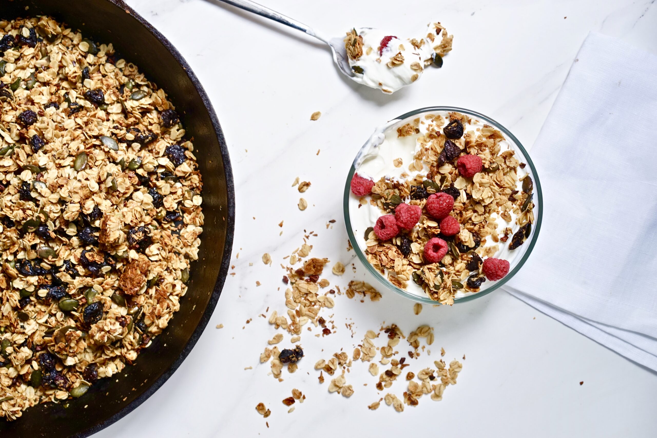 Cast Iron Pan Granola Recipe with Cherries and Pumpkin Seeds