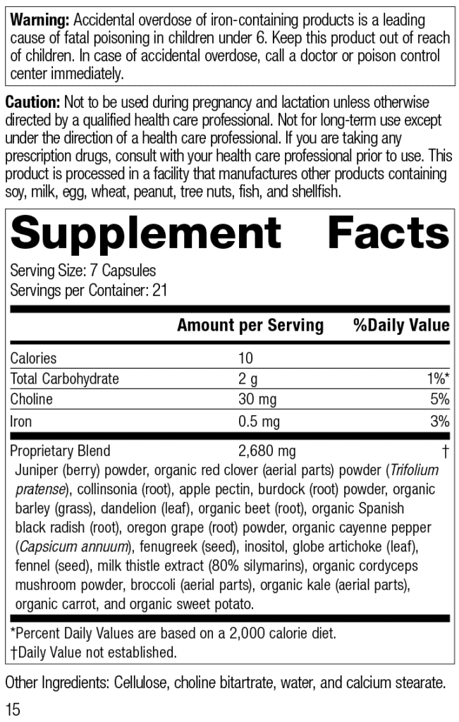 SP Cleanse Valeur nutritive