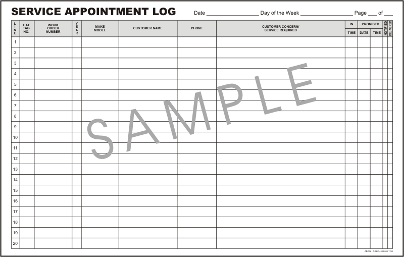 Service Appointment Log