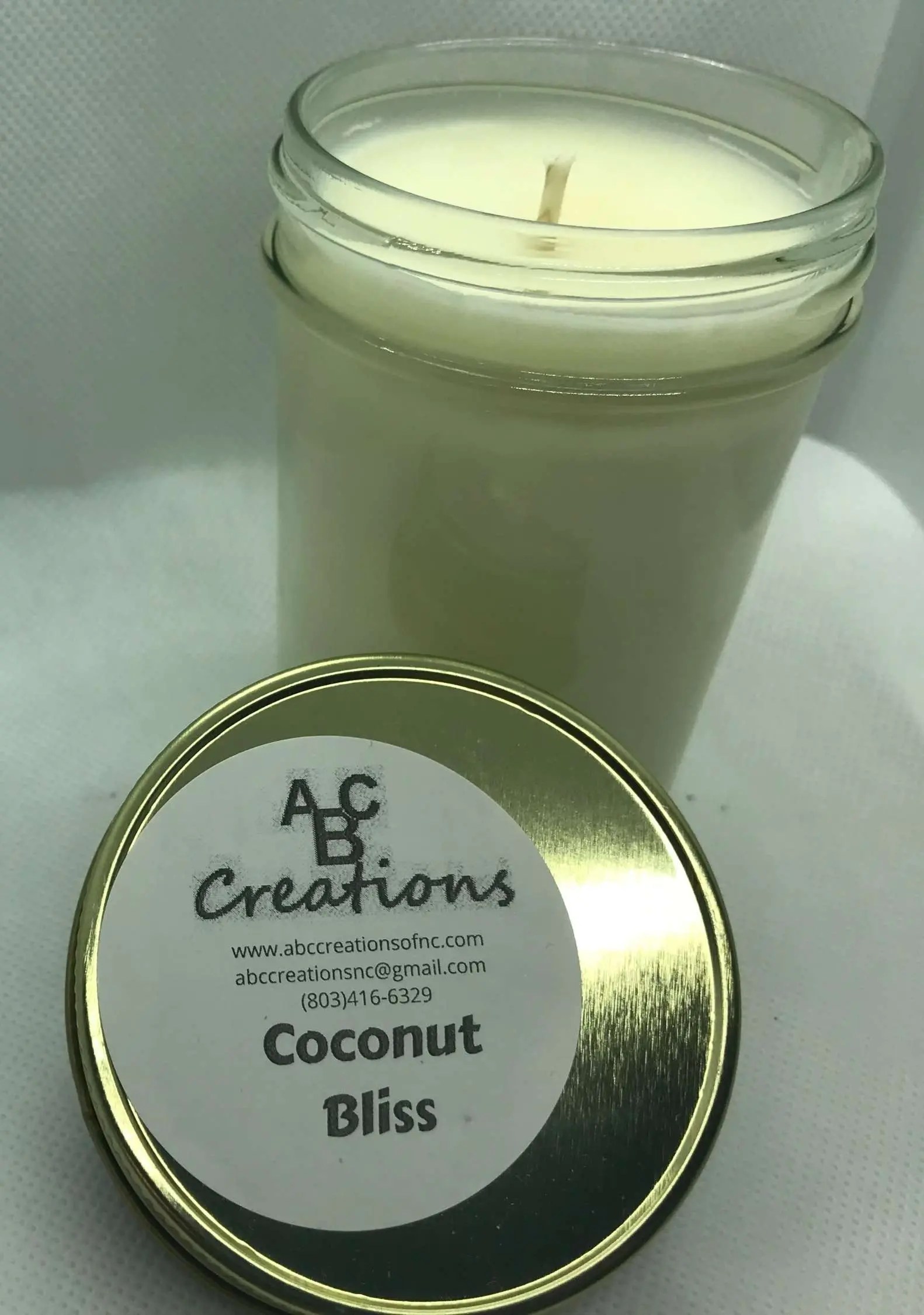 Coconut Bliss Soy Candle ABC Creations of NC