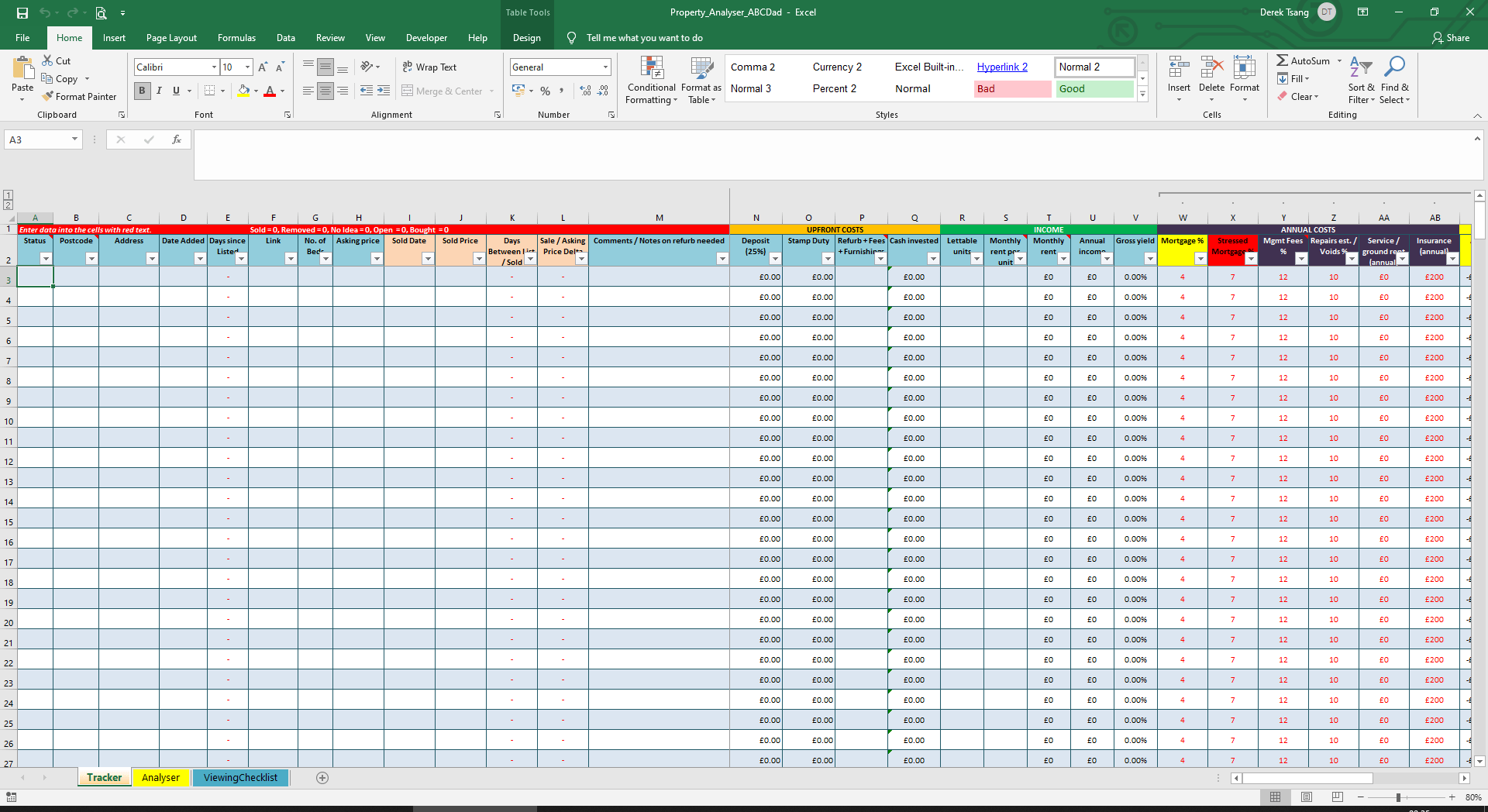Property Spreadsheet and Deal Analyser updated ABC Dad
