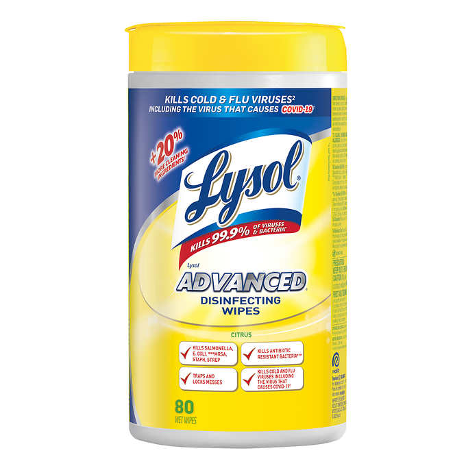 LYSOL Advanced Disinfecting Wipes Case of 6 x 80 sheets ABC
