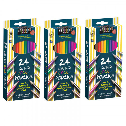 Watercolor Pencils, 24 Colors Per Box, 3 Boxes SAR2272053