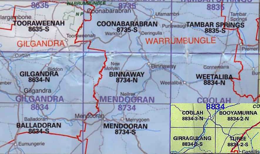 Binnaway 8734N NSW Topographic Map A.B.C. Maps