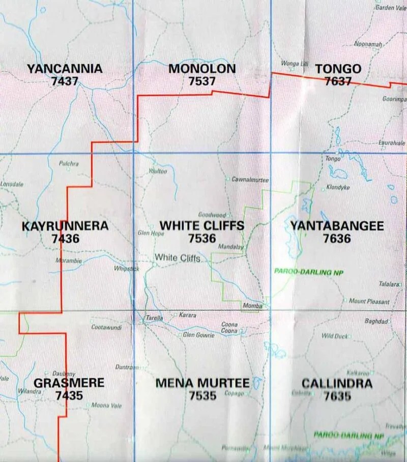 White Cliffs 7536 NSW Topographic Map Printed A.B.C. Maps