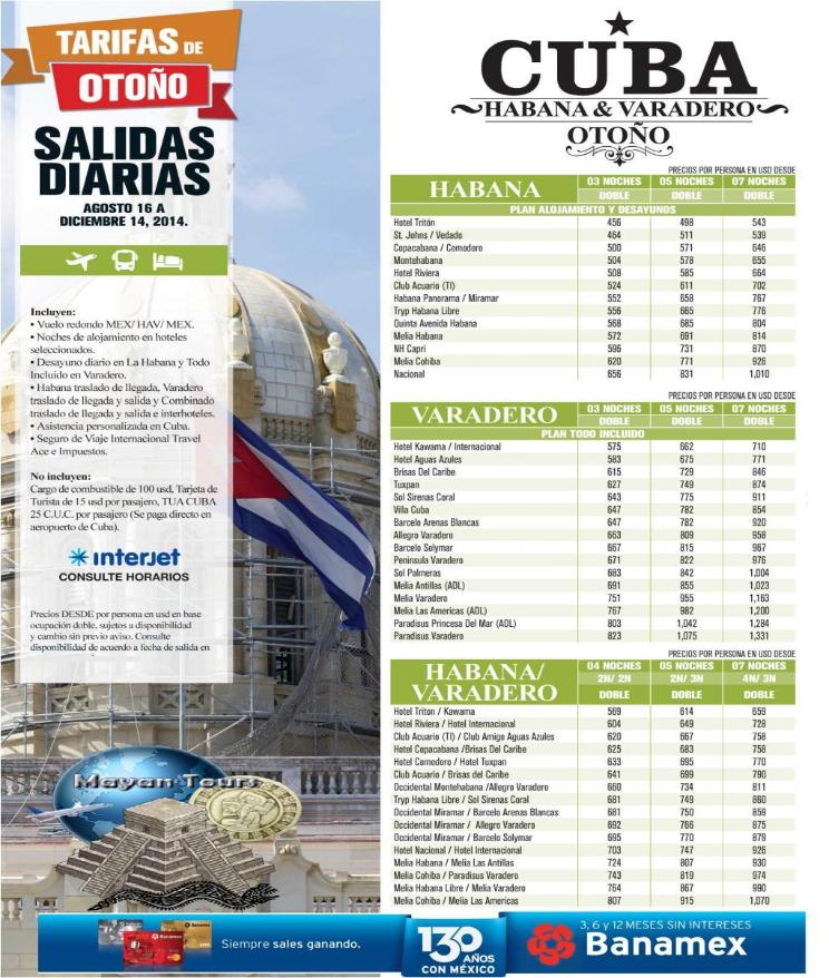 *Paquetes a Cuba 6 meses sin intereses "Paquetes a Cuba Habana y