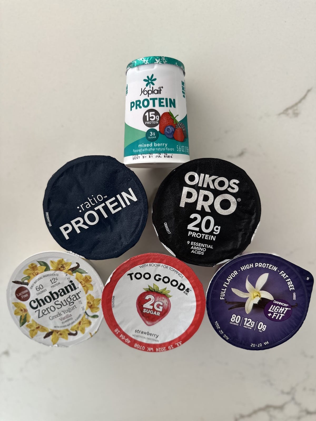 Image of top 6 low carb yogurt brands.