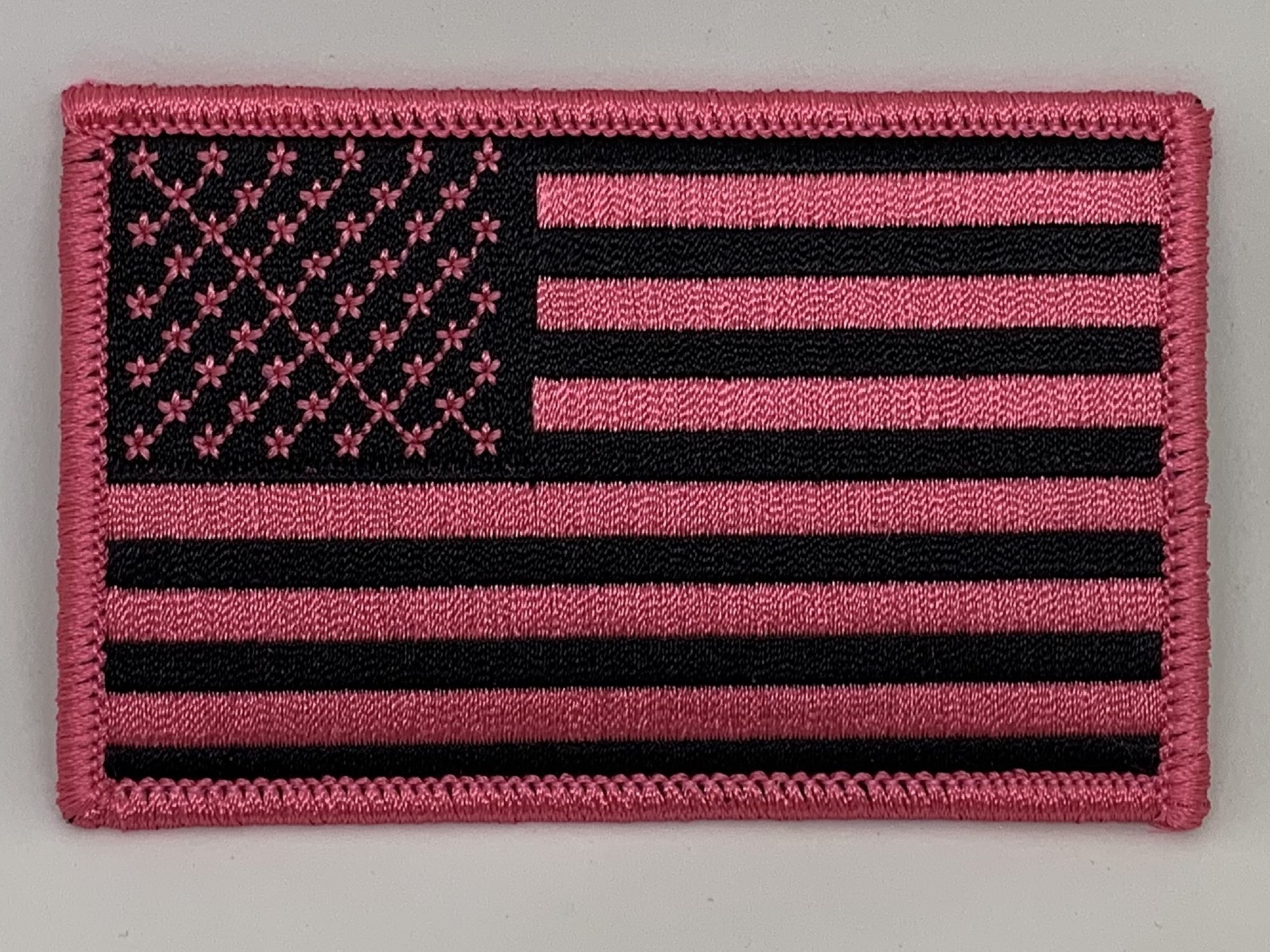 US FLAG PINK ON BLACK PATCH ABC PATCHES