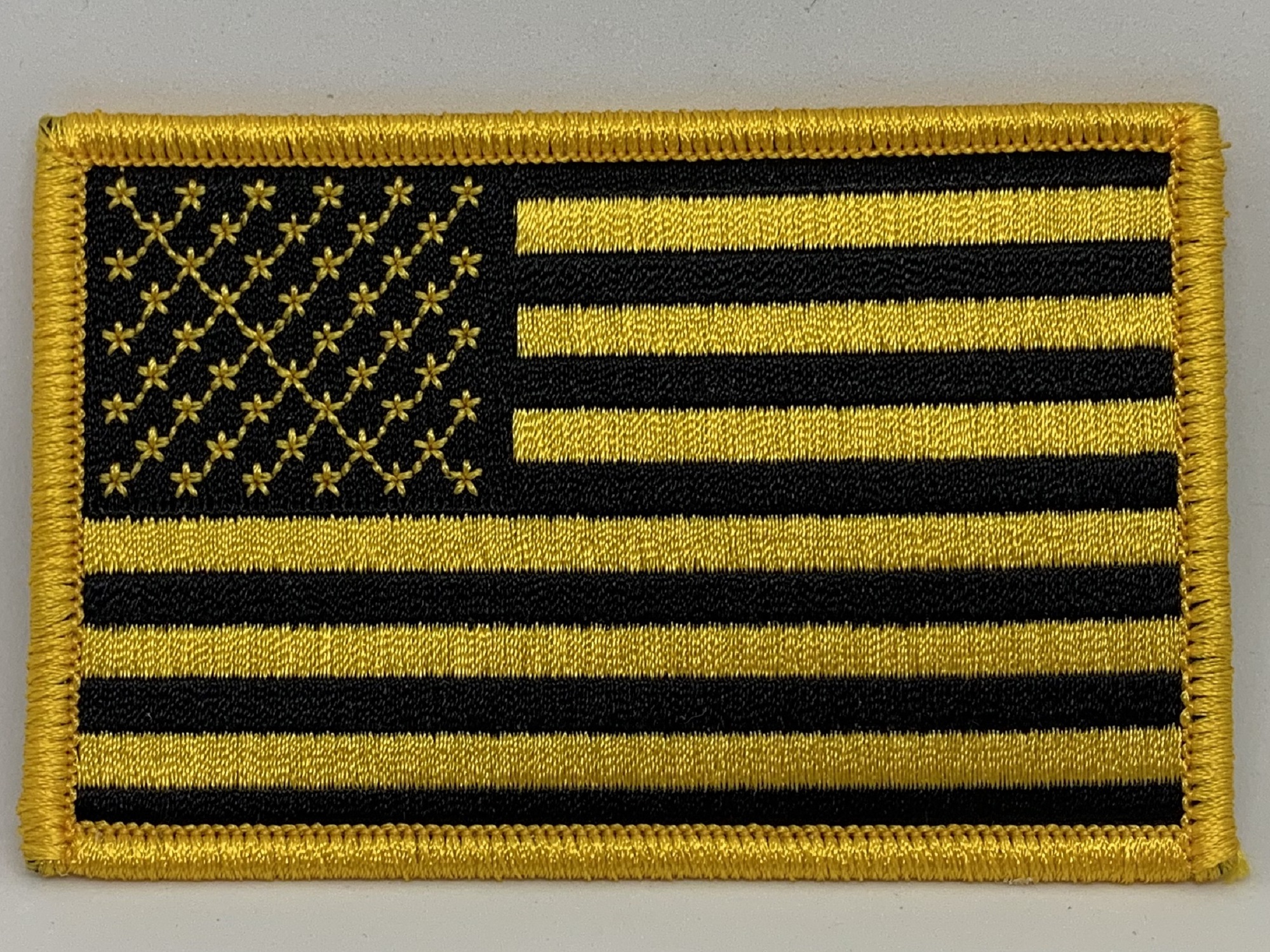 US FLAG GOLD ON BLACK PATCH ABC PATCHES