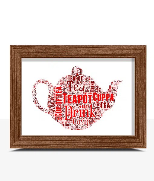 Personalised Teapot Word Art Picture Print Kitchen Picture Gift ABC
