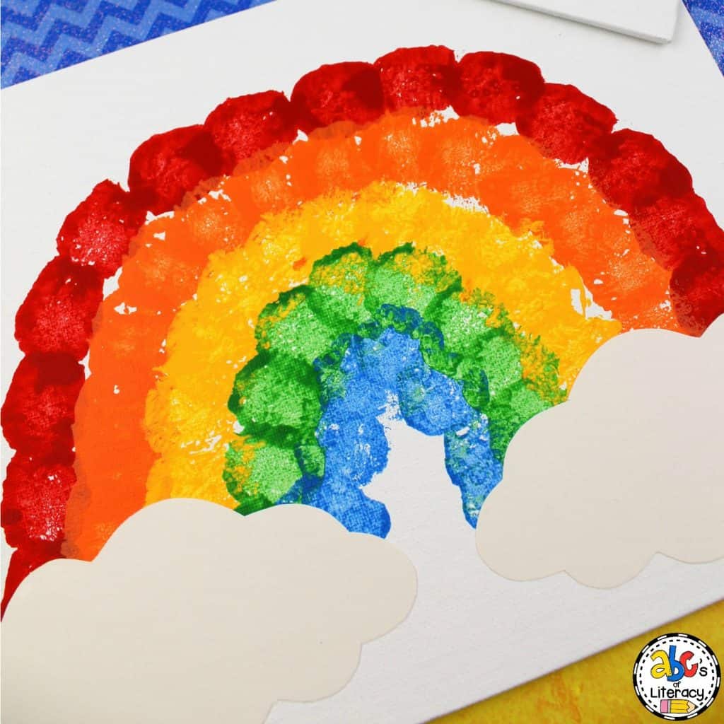 How To Make A Cotton Ball Rainbow Painting Craft