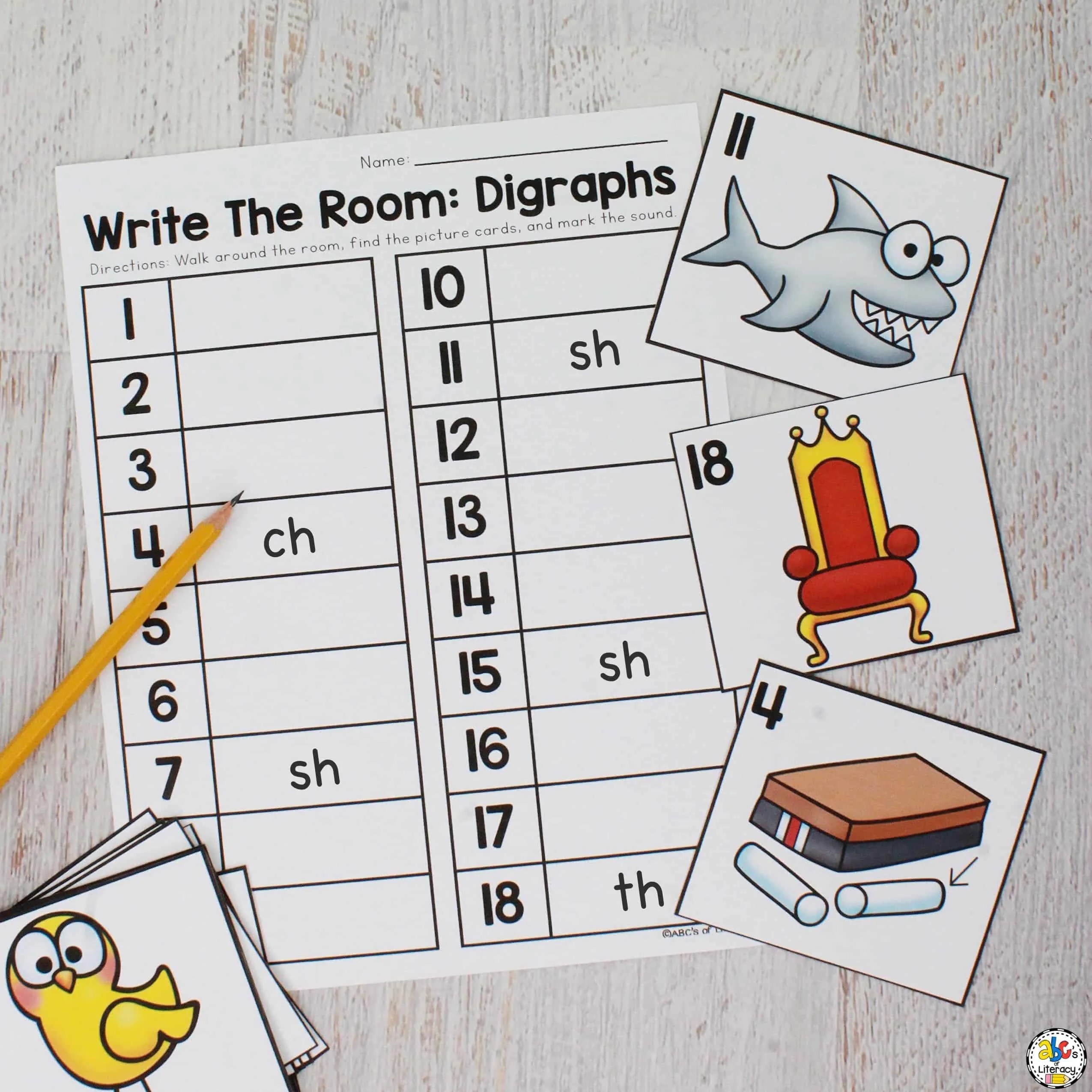 beginning digraph write the room phonics activity for kids