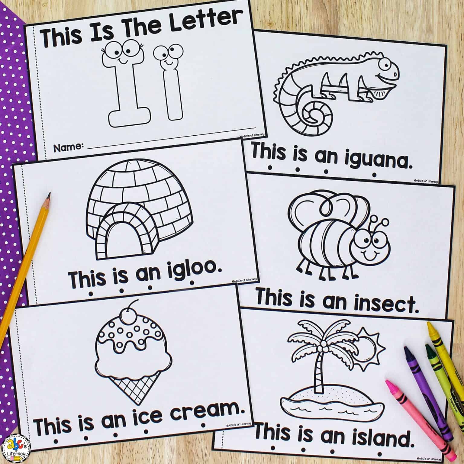 Letter I Book: Printable Alphabet Book for Preschoolers