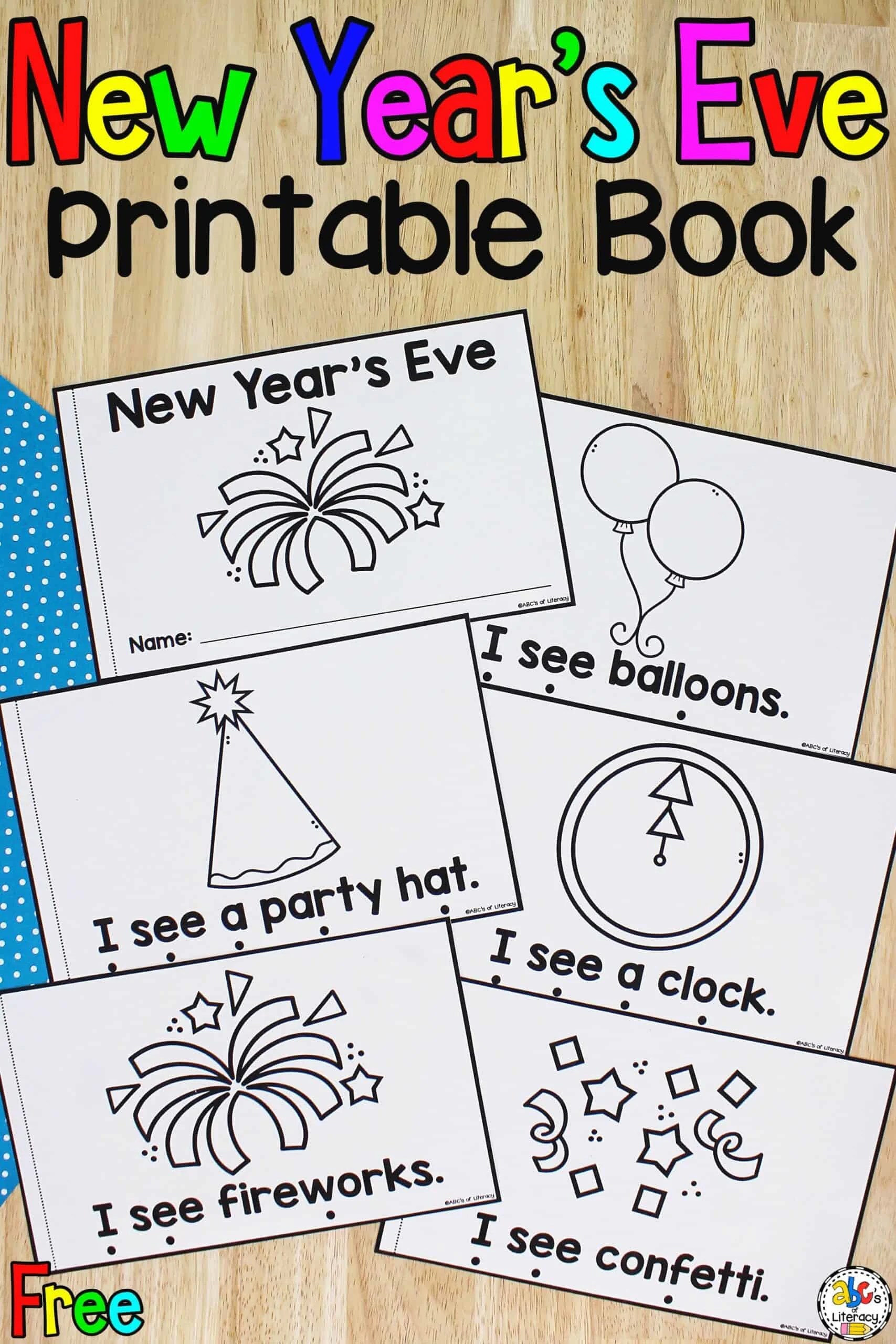 New Year's Eve Printable Book: Reading Activity for Preschoolers