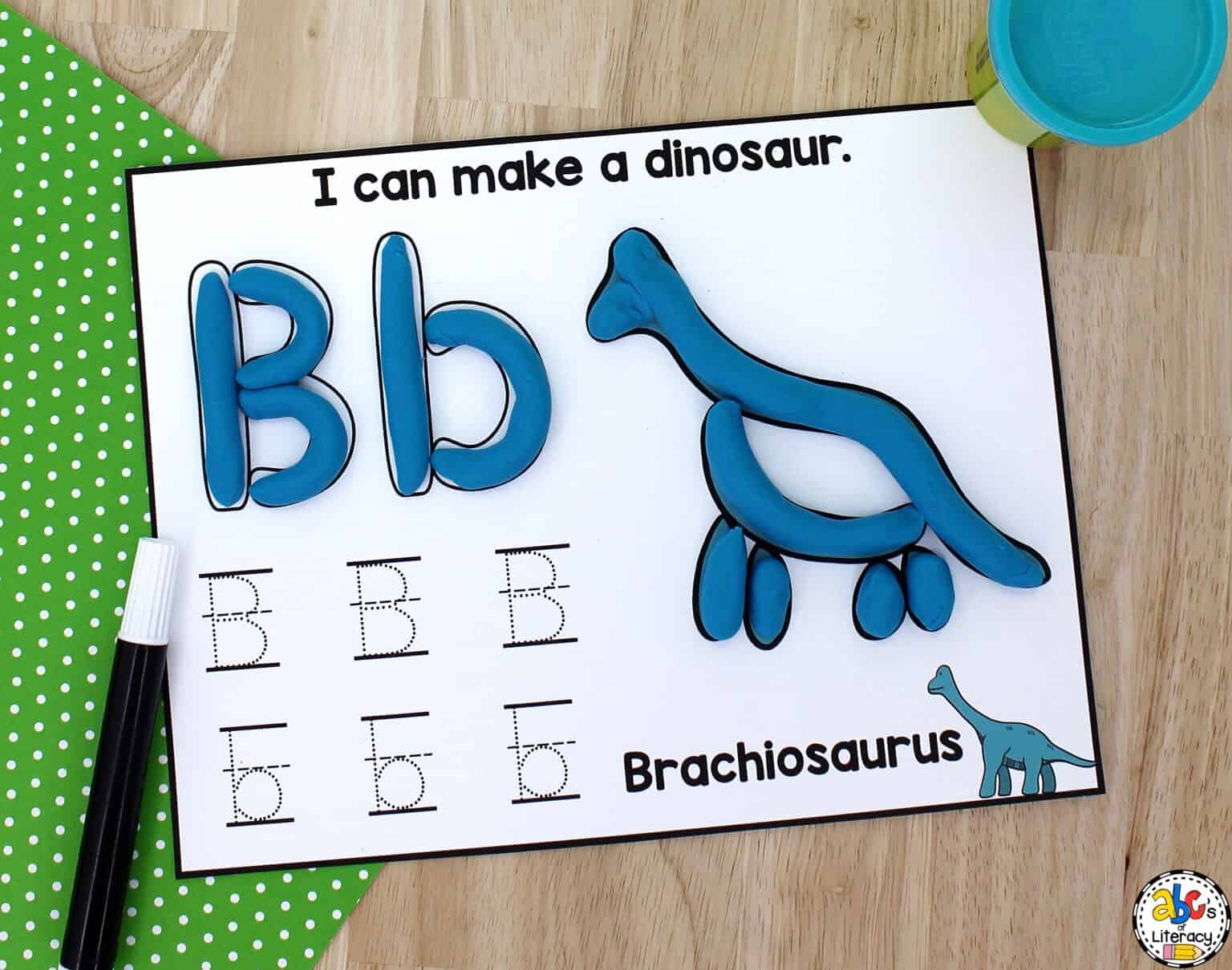 Dinosaur Alphabet Playdough Mats