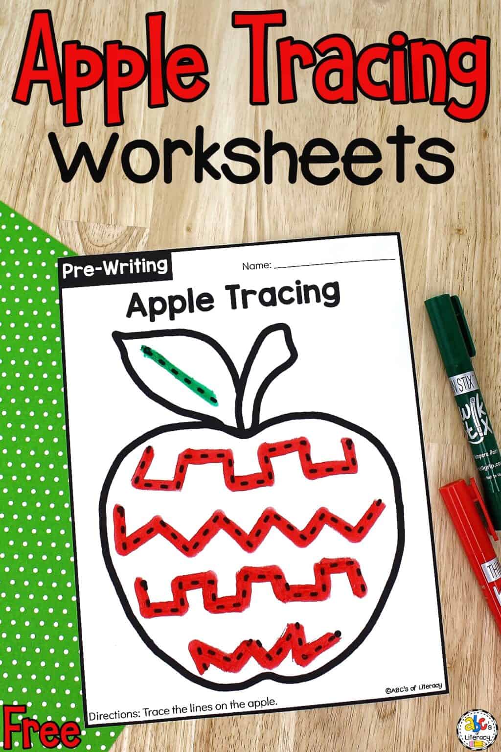 Apple Tracing Worksheets: Preschool Worksheets