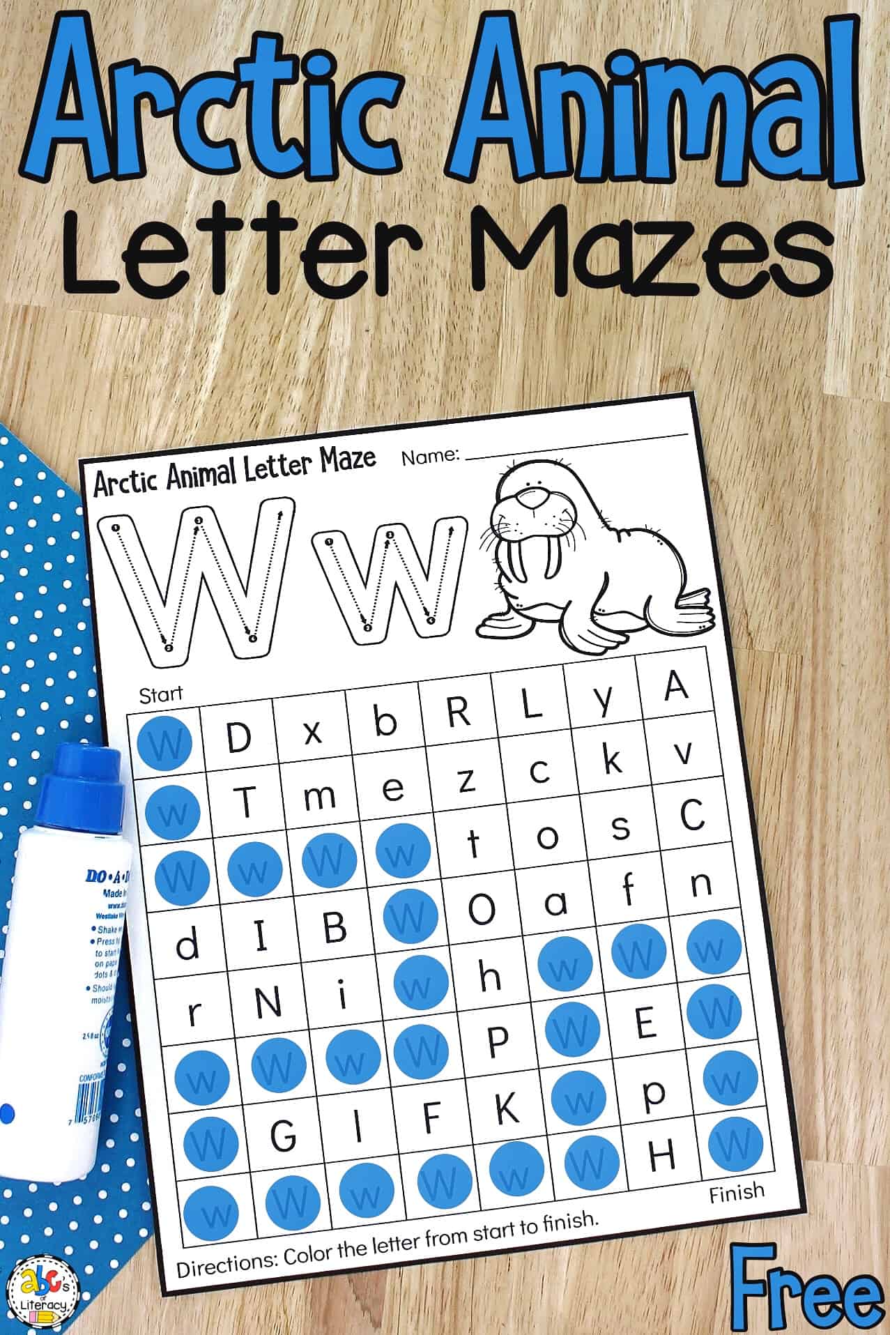 arctic-animal-letter-maze-preschool-worksheets