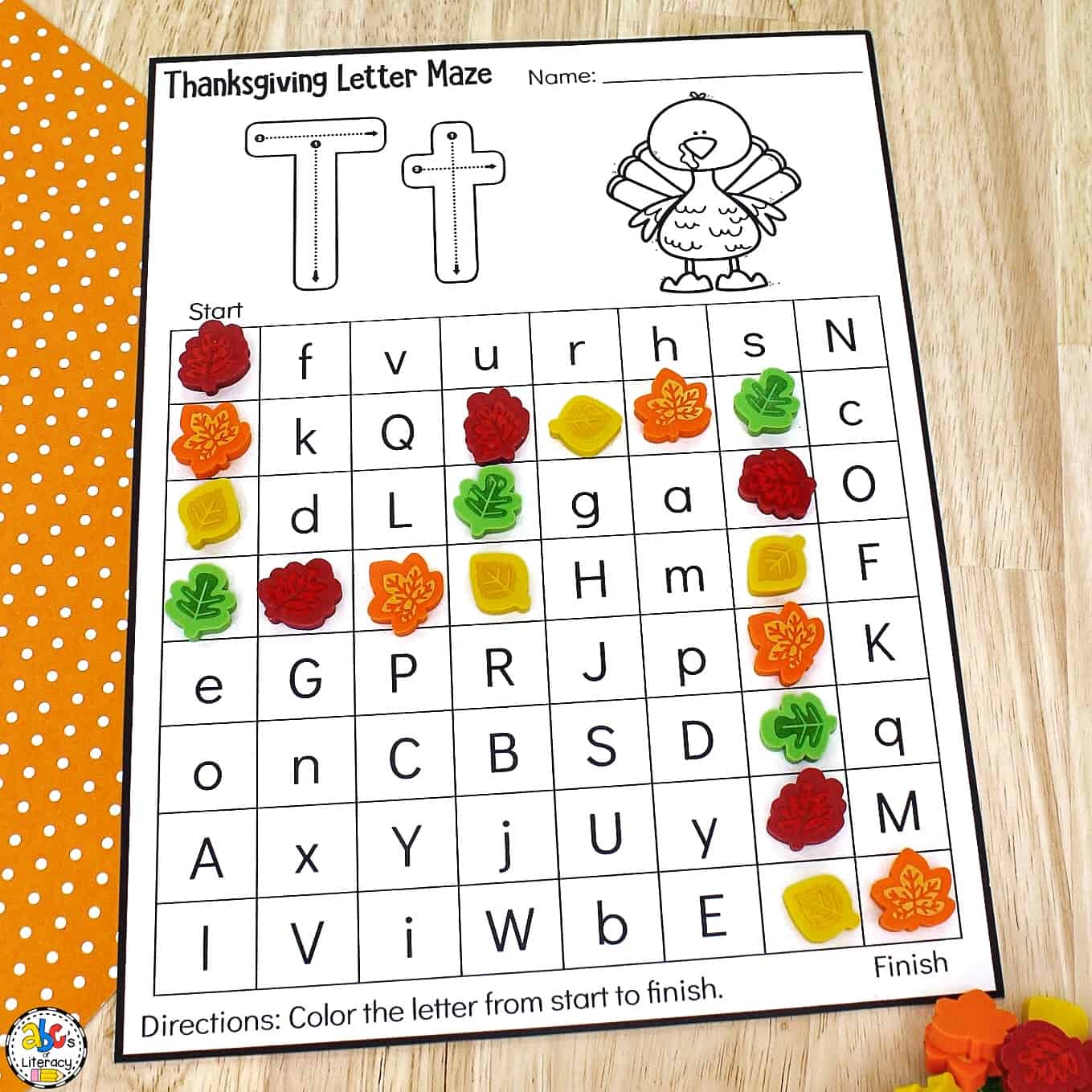 Thanksgiving Letter Maze Worksheets Story ABC's of Literacy