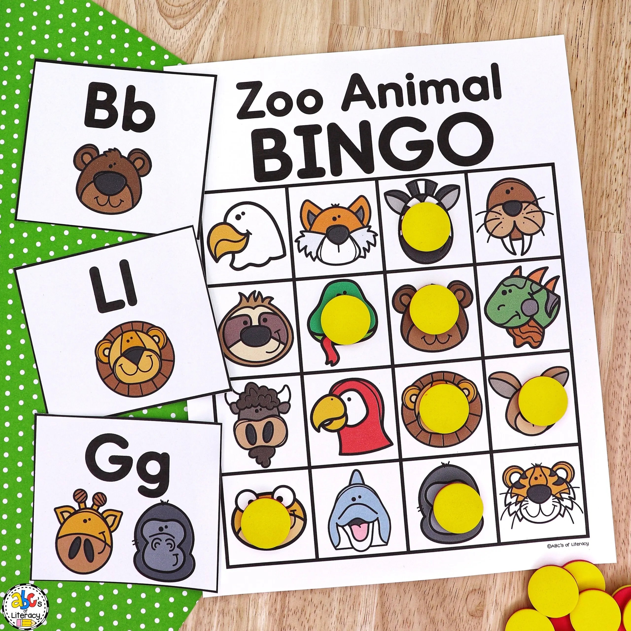 Zoo Beginning Sounds Bingo Game